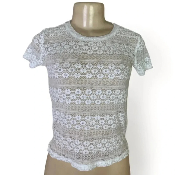 American Eagle Outfitters Tops - American Eagle Outfitters White Crochet Coquette Lace Blouse